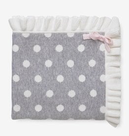 Elegant Baby Blanket Grey Dot w/Ruffle 30x40