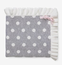 Elegant Baby Grey Dot w/Ruffle Blanket 30x40