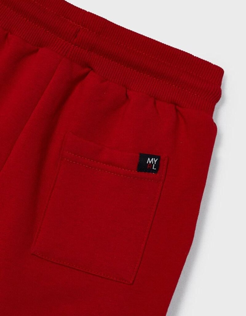 Mayoral Red Basic Cuffed Fleece Pants