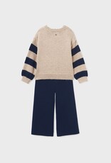 Abel & Lula Navy Pants w/Gold Navy Striped Sweater Set