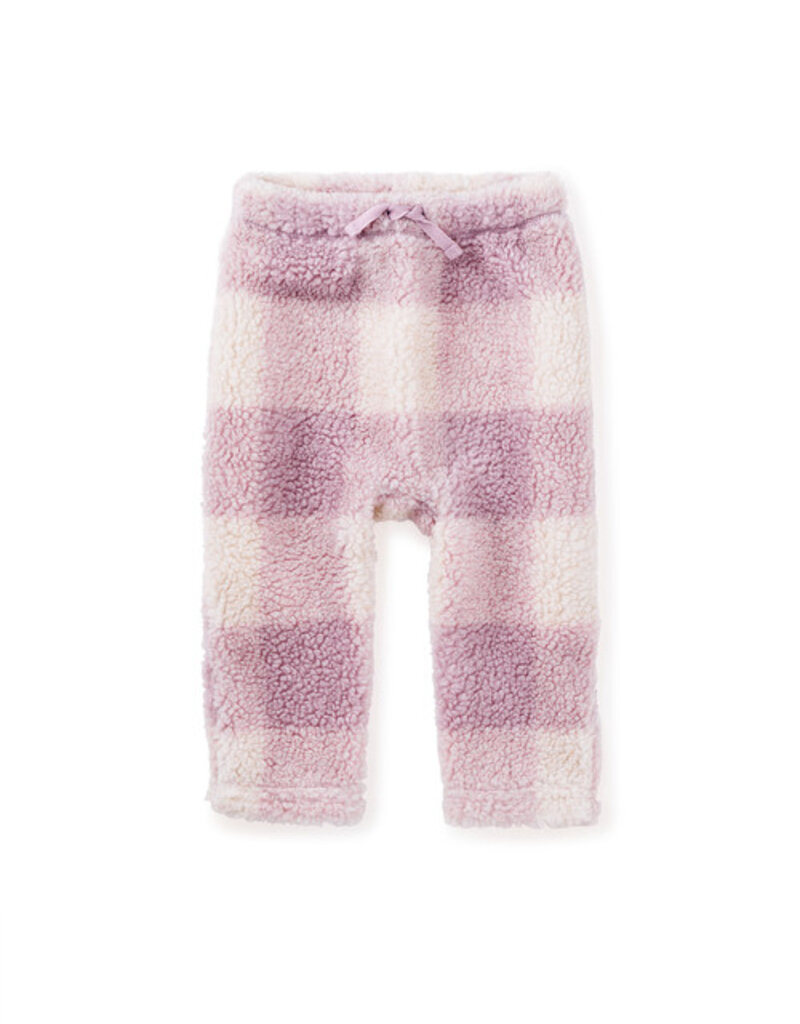 Tea Collection Teddy Fleece Baby Pants Buffalo Plaid Pink
