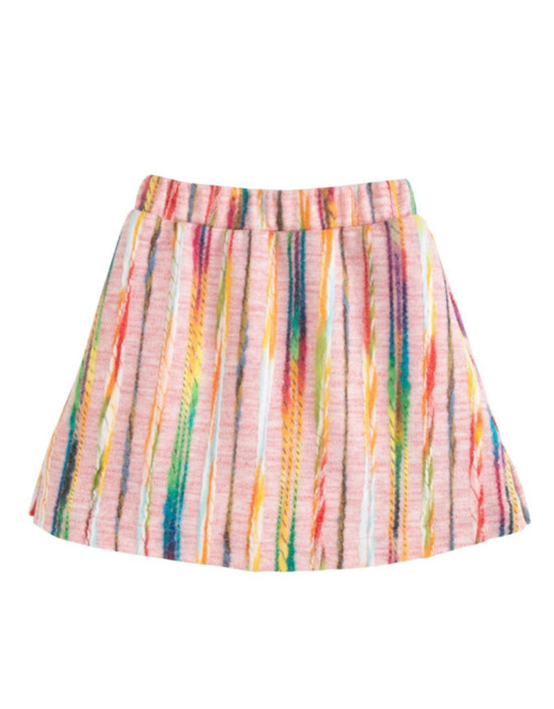 Bisby Mini Skirt Pink Multi Stripe Wool