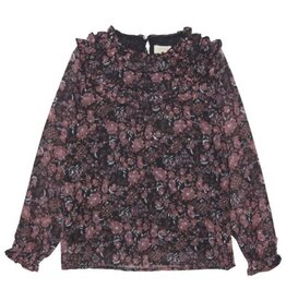 Creamie SALE BLOUSE FLOWER DOBBY BLACK