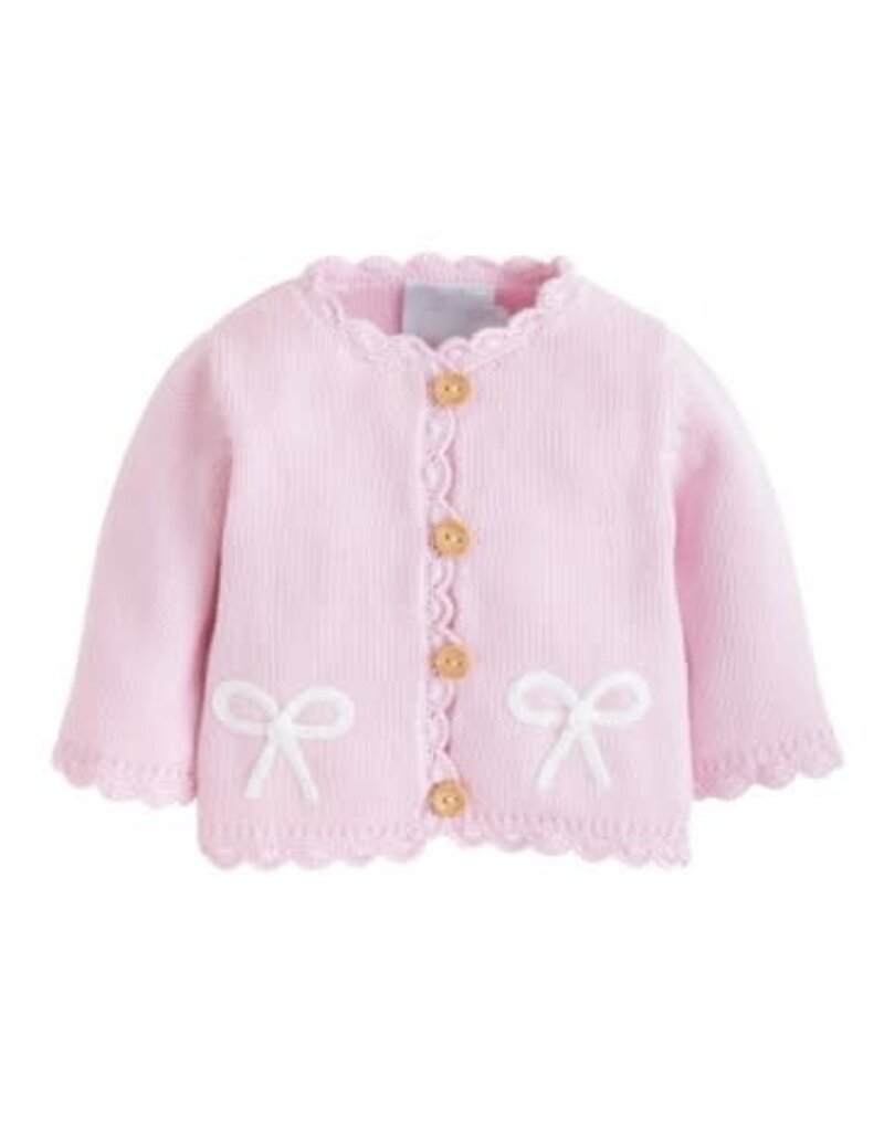 little english Bow Crochet Sweater Pink