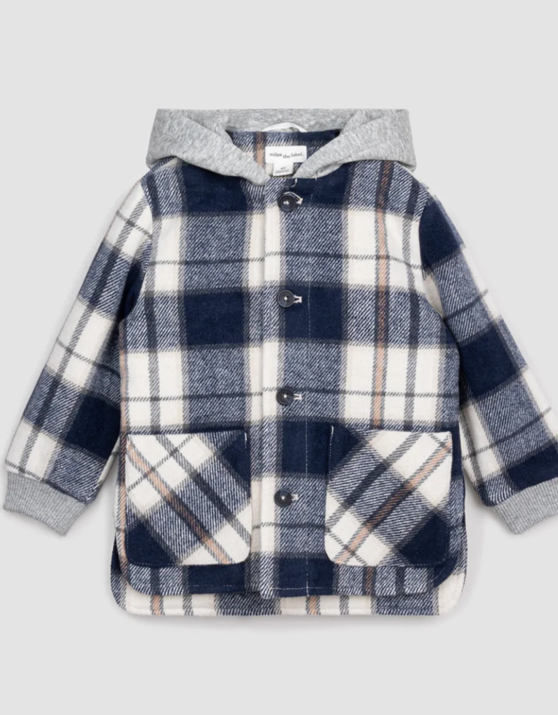 miles the label Hooded Blue Plaid Shacket