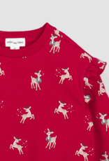 miles the label Oh Reindeer Jolly Red Ruffled Sweatshirt