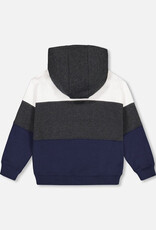 Deux par Deux Hooded Sweatshirt w/Zipper Pocket Dark Heather