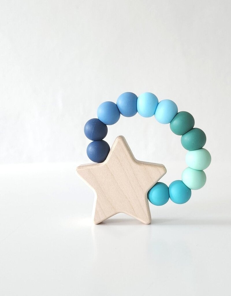 Bannor Toys Star Charm Wood Silicone Teething Peacock