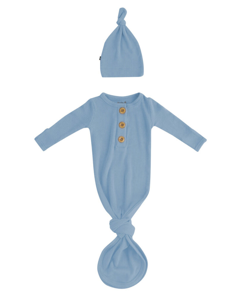 Kyte Baby Ribbed Knotted Gown w/Hat Slate
