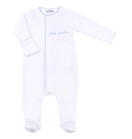 Magnolia Baby Little Brother Embroidered White Footie