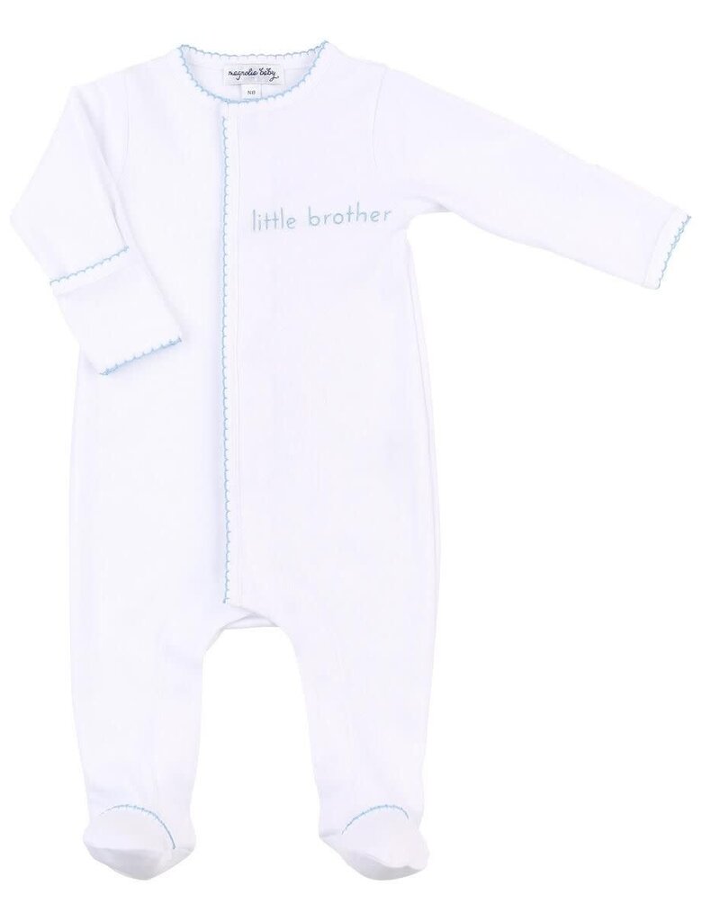 Magnolia Baby Little Brother Embroidered Footie Lt Blue