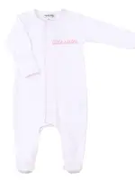 Magnolia Baby Little Sister Embroidered Footie Pink
