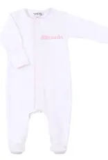 Magnolia Baby Little Sister Embroidered Footie Pink