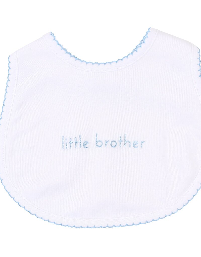 Magnolia Baby Little Brother Embroidered Bib Lt Blue