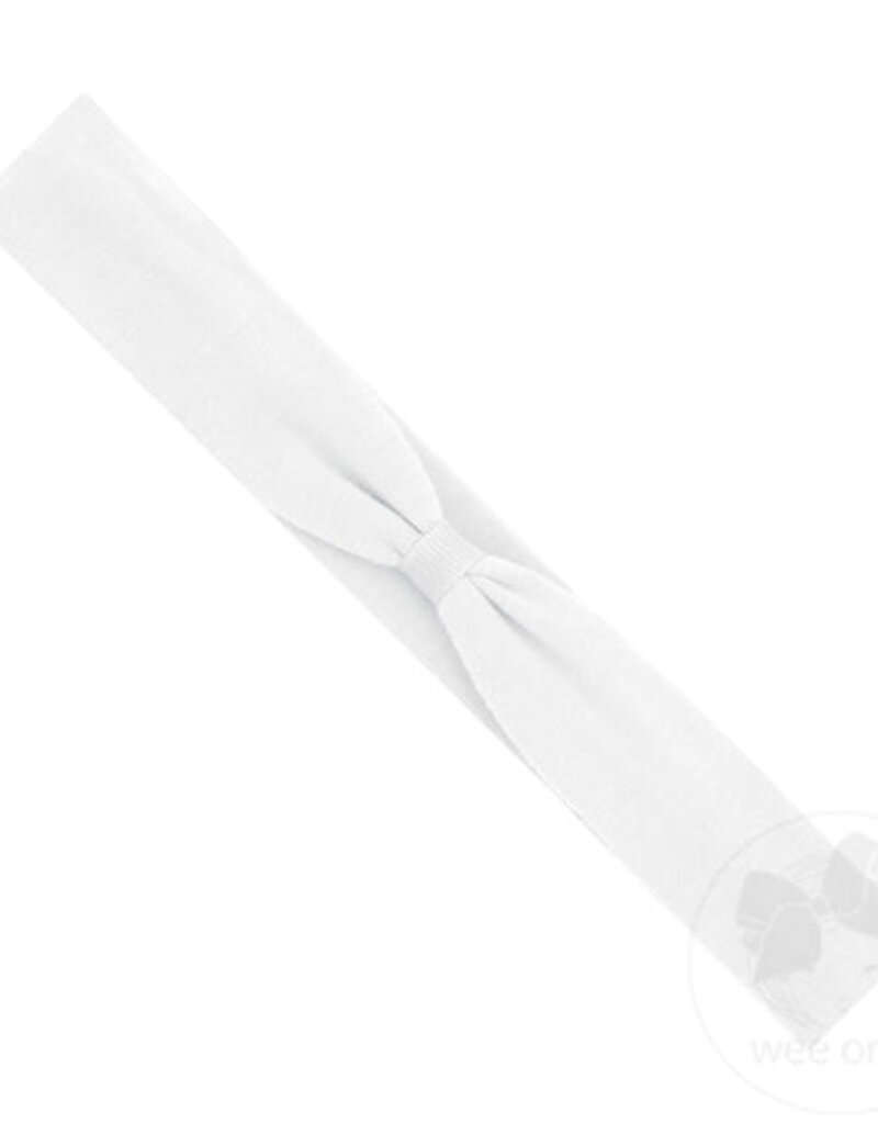 Wee Ones Add a Bow Cotton Jersey Baby Girls Hair Wrap White