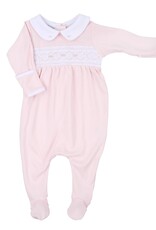 Magnolia Baby Abby Pink Smocked Collared Girl Footie