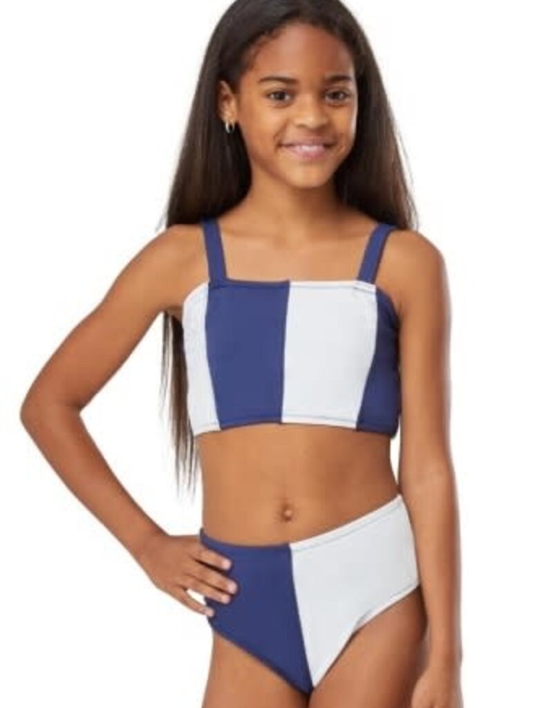 Habitual Kids color block 2pc swimsuit navy