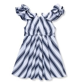 Habitual Kids navy striped ruffle dress