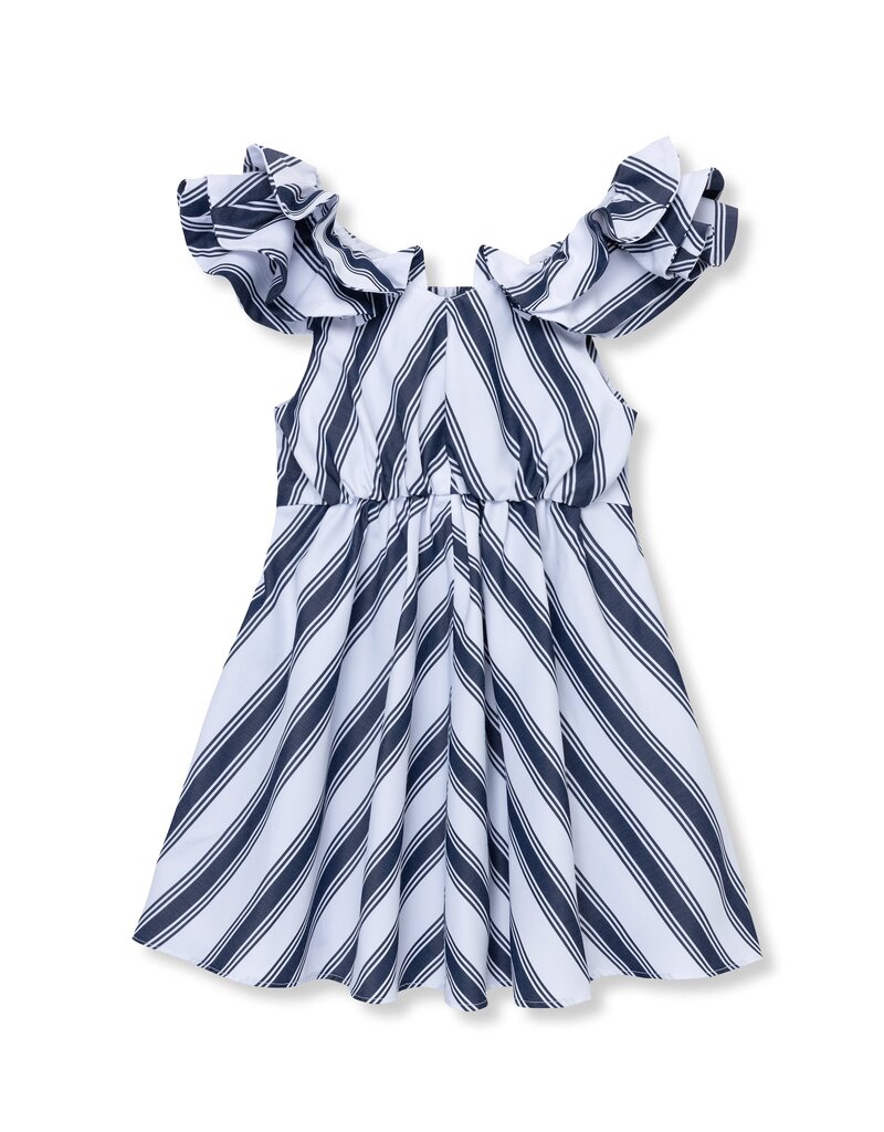 Habitual Kids striped ruffle dress navy