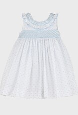 Luli & Me Blue Swiss Dot Bicolor Dress