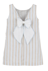 Luli & Me Beige Stripes Cross Front Dress