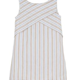 Luli & Me Beige Stripes Cross Front Dress