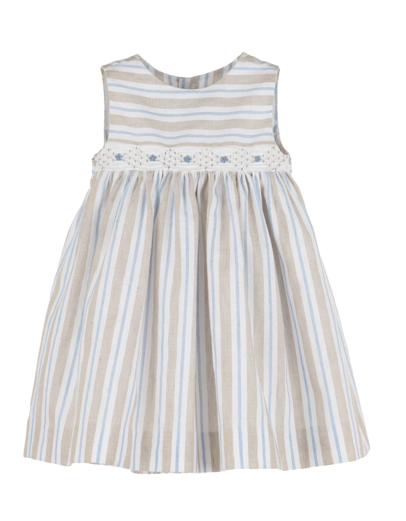 Beige and white striped dress cheap