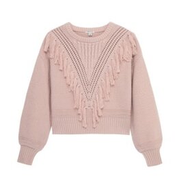 Habitual Kids SALE Fringe and  Tassel Sweater Dark Pink