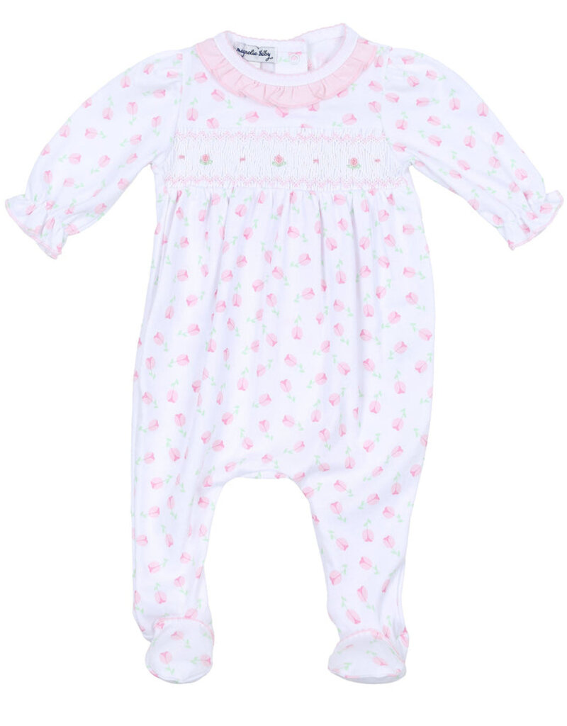 Magnolia Baby Tessa's Classic Smocked Printed Footie Pink