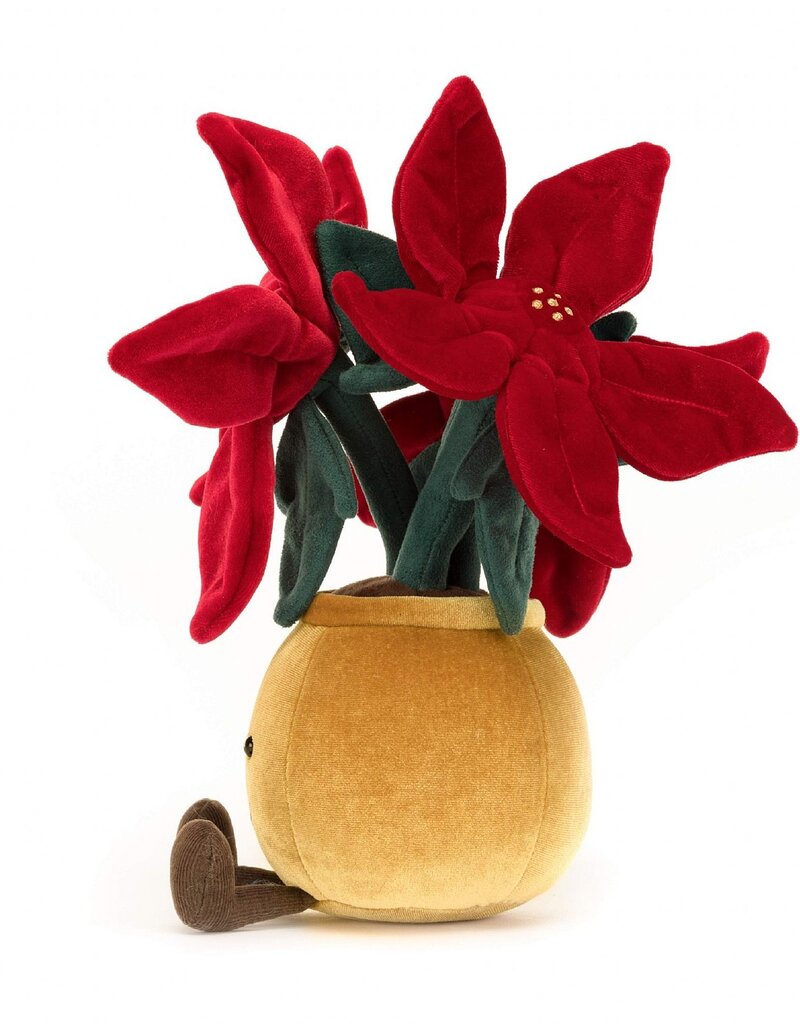 Jellycat Amuseable Poinsettia Red Gold Pot