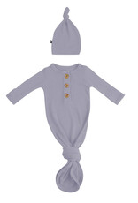 Kyte Baby Ribbed Knotted Gown w/Hat Haze