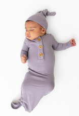 Kyte Baby Ribbed Knotted Gown w/Hat Haze