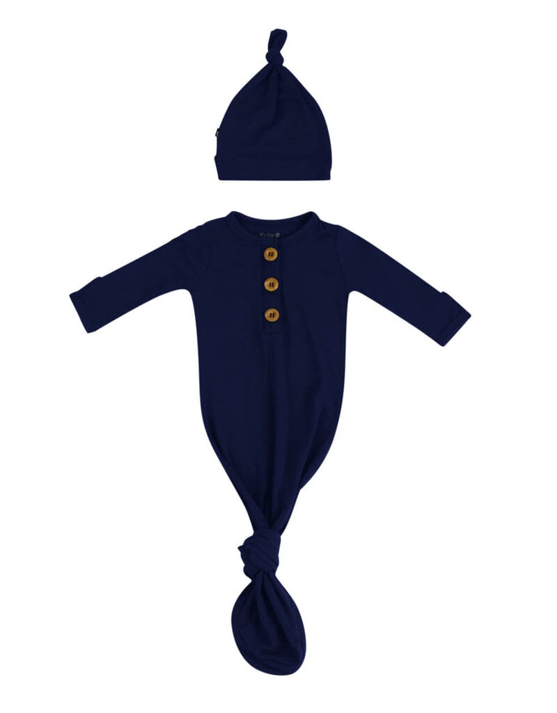 Kyte Baby Knotted Gown w/Hat Navy