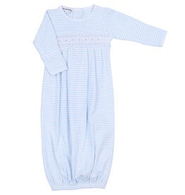 Magnolia Baby Kyle Smocked L/S Pleated Gown Lt Blue