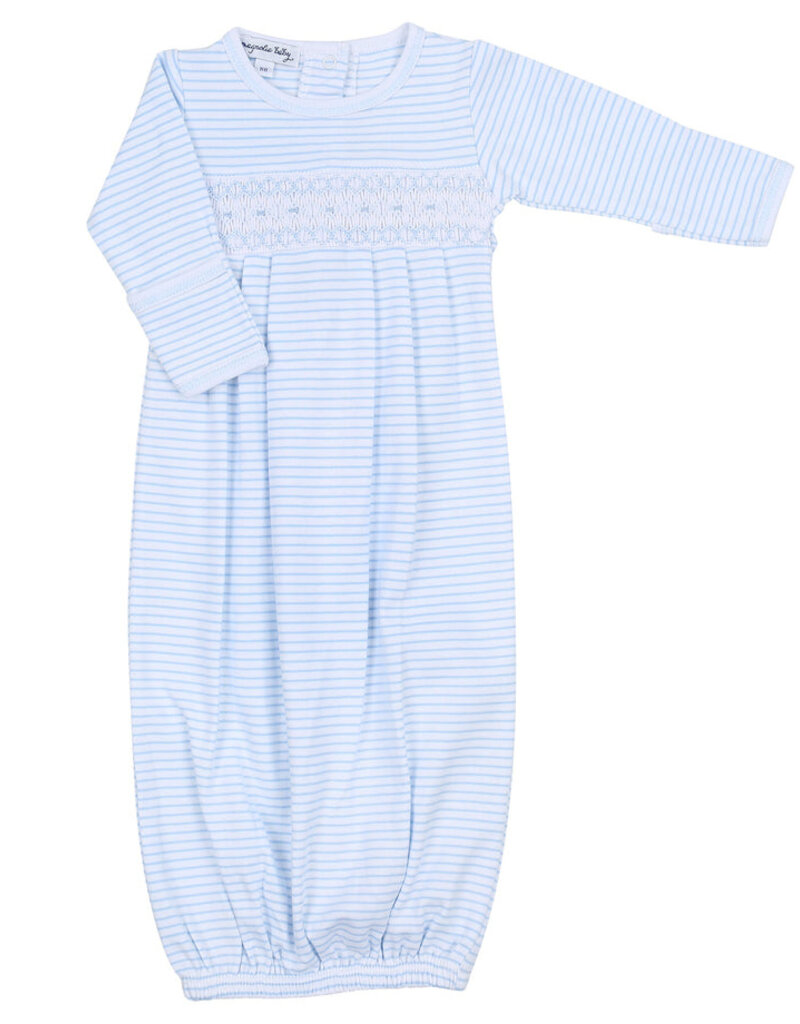 Magnolia Baby Kyle Smocked L/S Pleated Gown Lt Blue