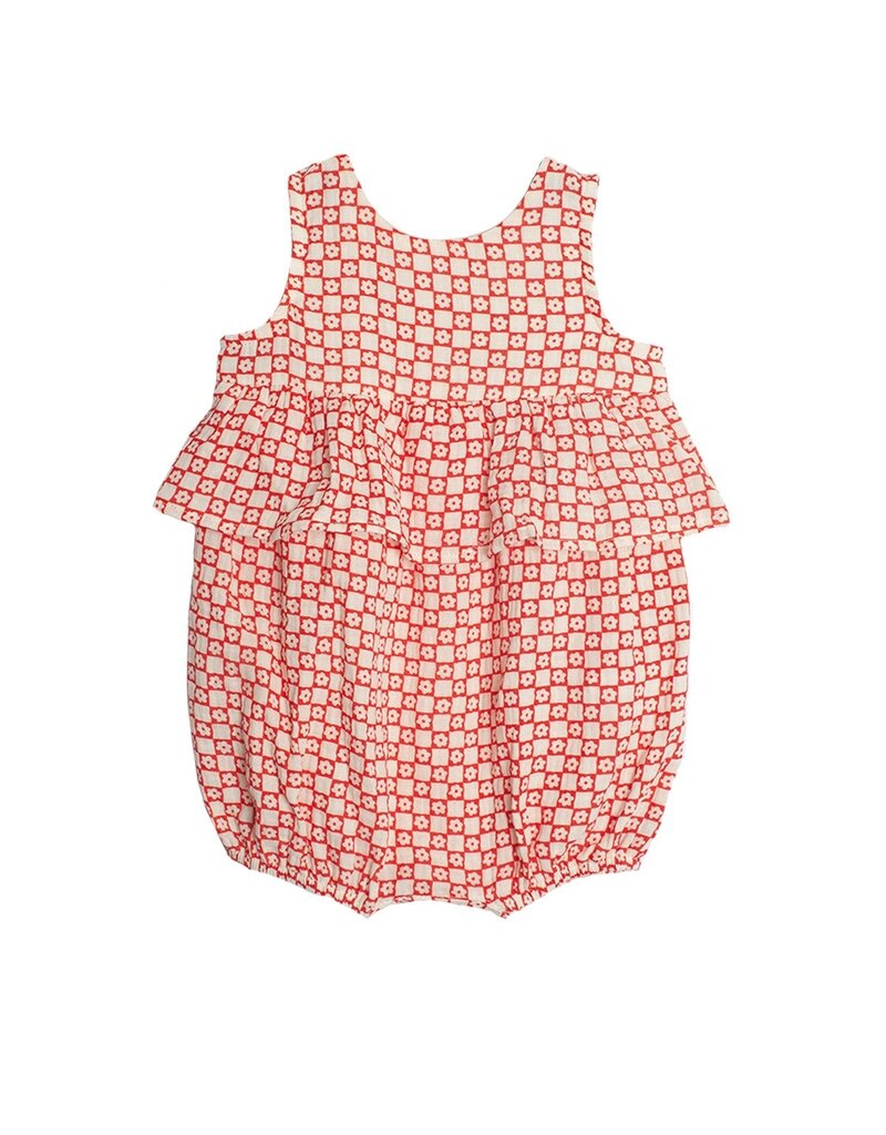 Mabel and Honey Little Red Wagon Romper Red