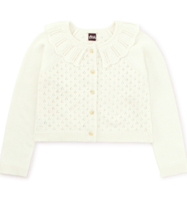 Tea Collection Collared Pointelle Cardigan Chalk