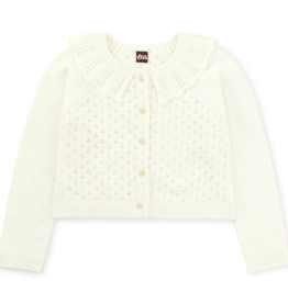 Tea Collection SALE Collared Pointelle Cardigan Chalk