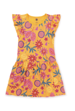 Tea Collection Flutter Sleeve Pocket Dress Fruit Floral Wax Print