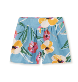 Tea Collection SALE. Printed Culotte Shorts Painterly Hibiscus in Blue