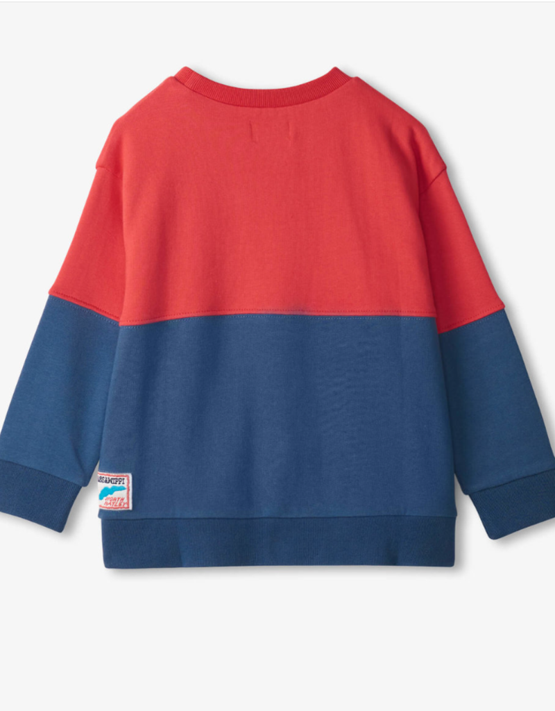 Hatley Kids Color Block Anchor Pullover Sweatshirt Ensign Blue