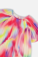 Deux par Deux Pleated Rainbow Dress in Chiffon