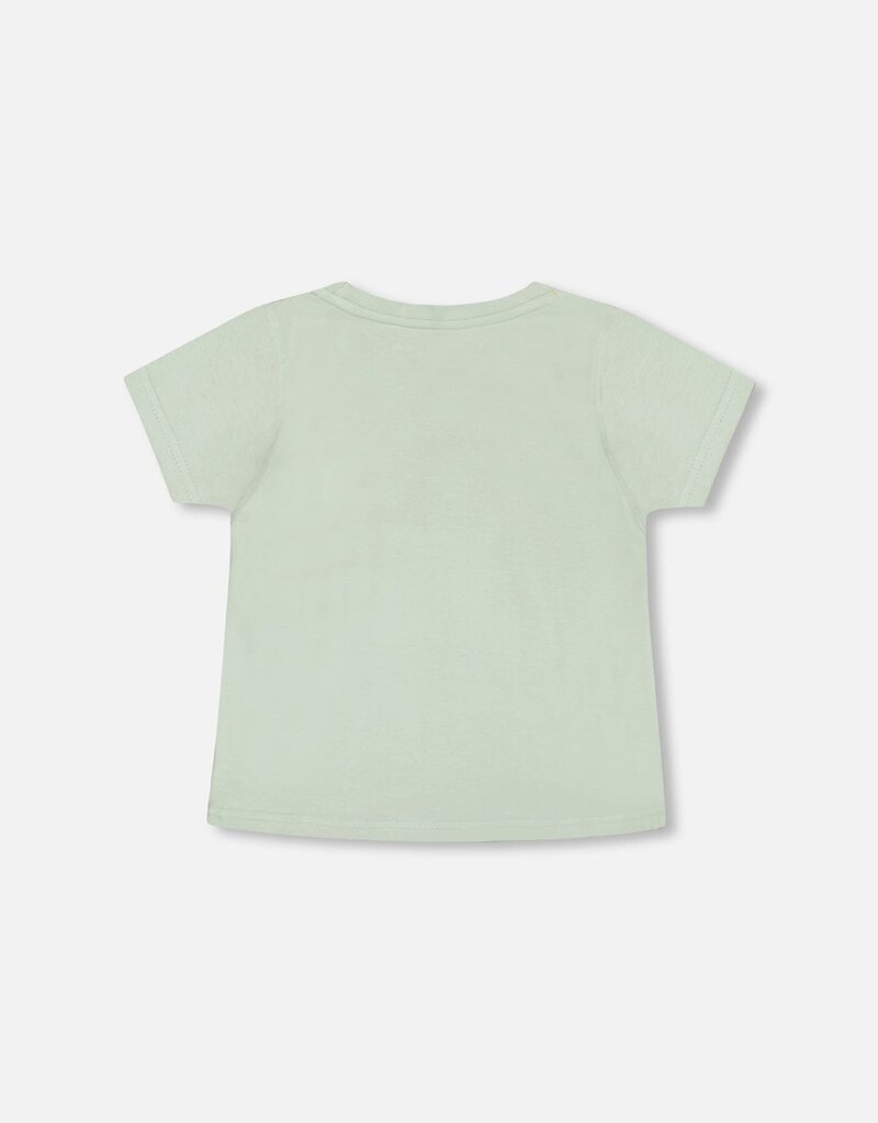 Deux par Deux Organic Jersey T-Shirt w/Print Stilt Green