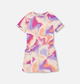 Deux par Deux SALE. Multico Swirl Printed French Terry Dress