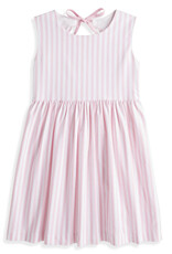 bella bliss Scalloped Shelby Dress Pink Wide Oxford Stripe
