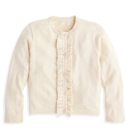 bella bliss Cashmere Blend Ruffle Cardigan Ivory