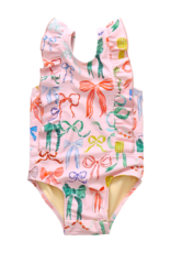 Pink Chicken baby katniss suit watercolor bows