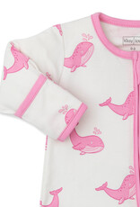 Kissy Kissy Whale Print Pink Footie w/Zipper