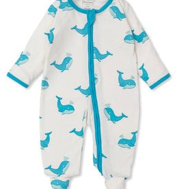 Kissy Kissy Blue Whale Print Footie w/Zipper