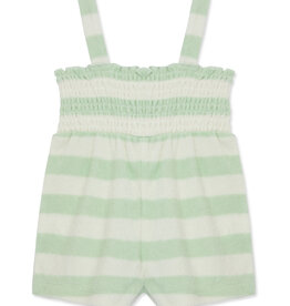 Little Me Fish Terry Romper Mint Stripe